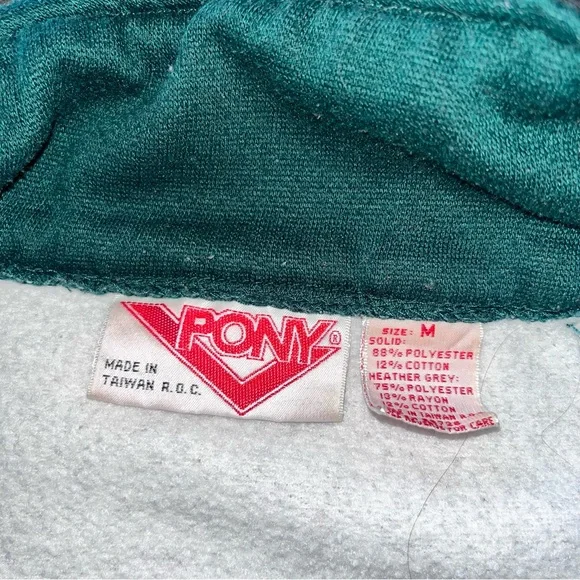 PONY Vintage Full Zip Sweatshirt Adult Medium 80s 90s Gray Green - Picture 5 of 7